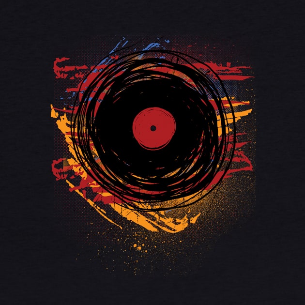 Retro Vintage Vinyl Record Oldies DJ! Paint Splatters and Brushes by ddtk